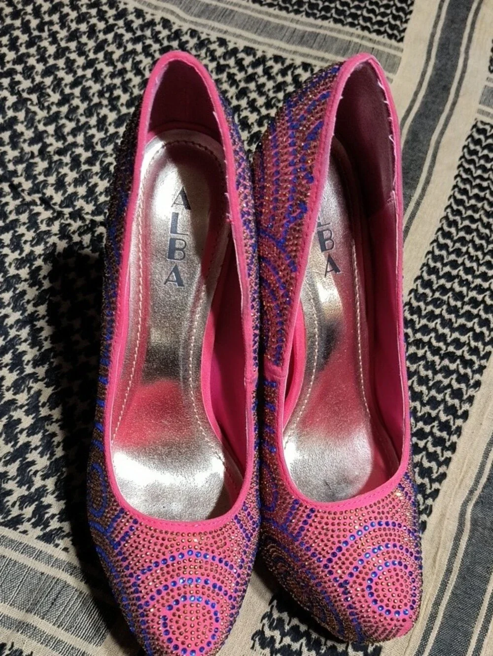 Alba Hot Pink Crystal-Embellished Pointed Heel Pumps